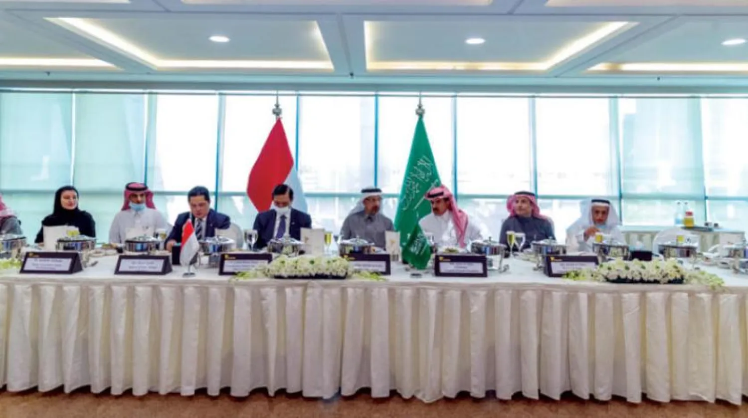 Saudi Minister of Investment Khalid al-Falih with Indonesian officials during the Saudi-Indonesian Business Forum. (Asharq Al-Awsat)