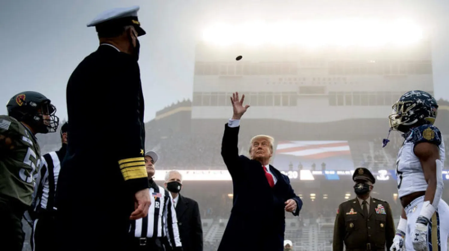 ترمب دشّن مباراة كرة قدم أميركية في ويست بوينت مساء السبت (أ.ف.ب)
