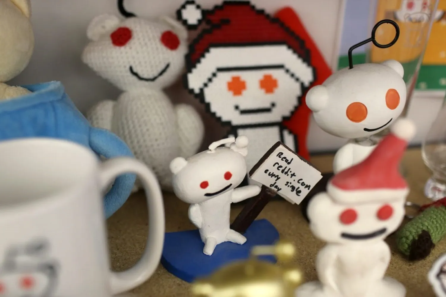 Reddit mascots are displayed at the company's headquarters in San Francisco, California April 15, 2014. (Reuters)