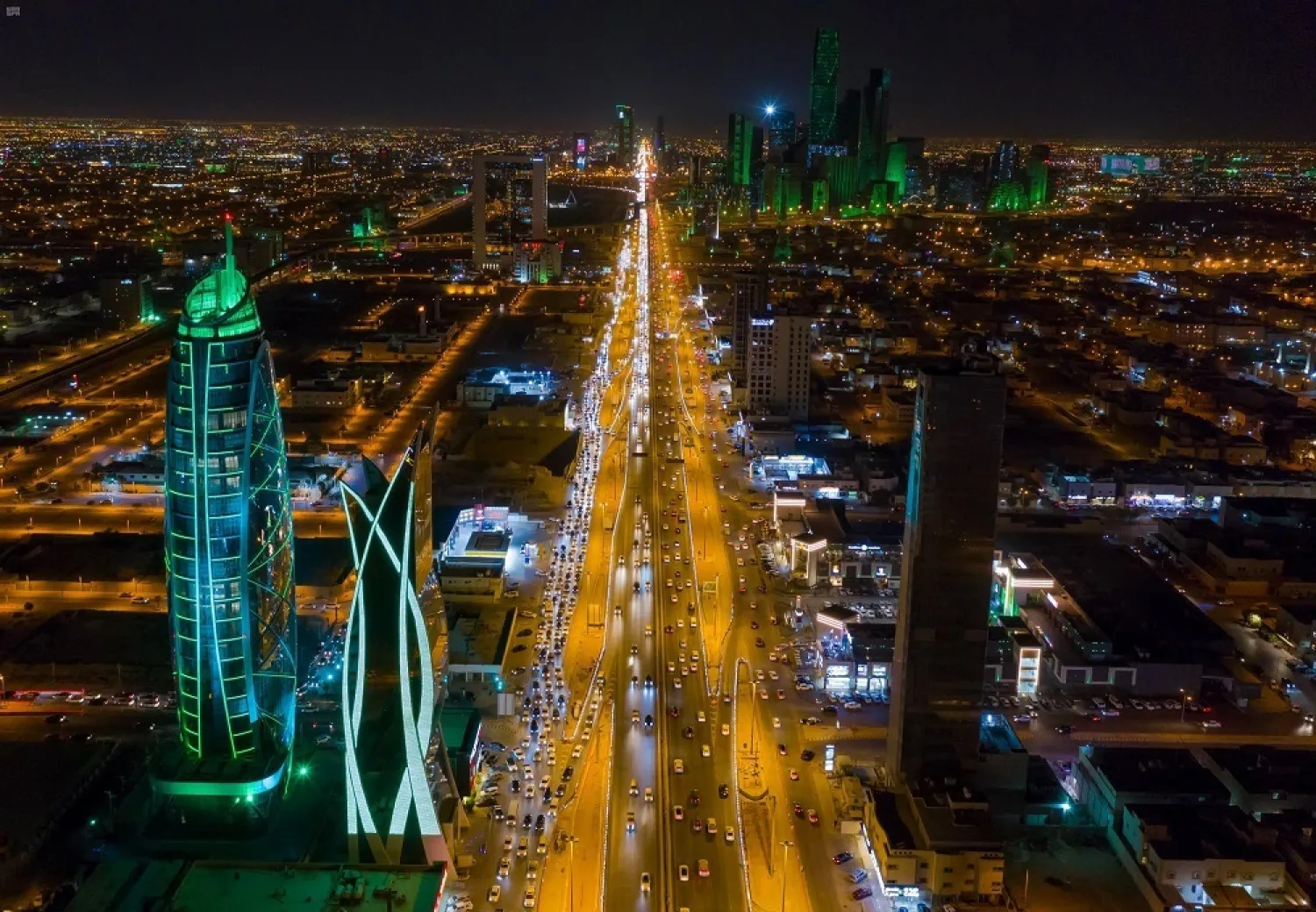 A night view of Riyadh on National Day. (SPA)