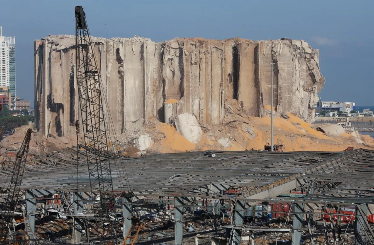 The destroyed grain silo at Beirut Port. Reuters file photo