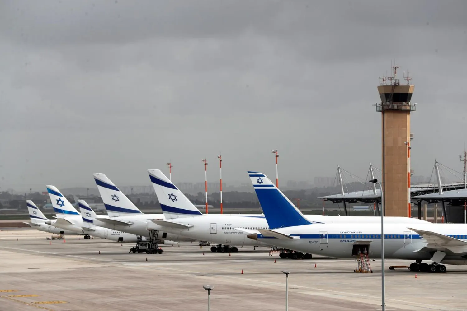 FILE PHOTO: El Al Israel Airlines planes are seen on the tarmac at Ben Gurion International airport in Lod, near Tel Aviv, Israel March 10, 2020. REUTERS/Ronen Zvulun