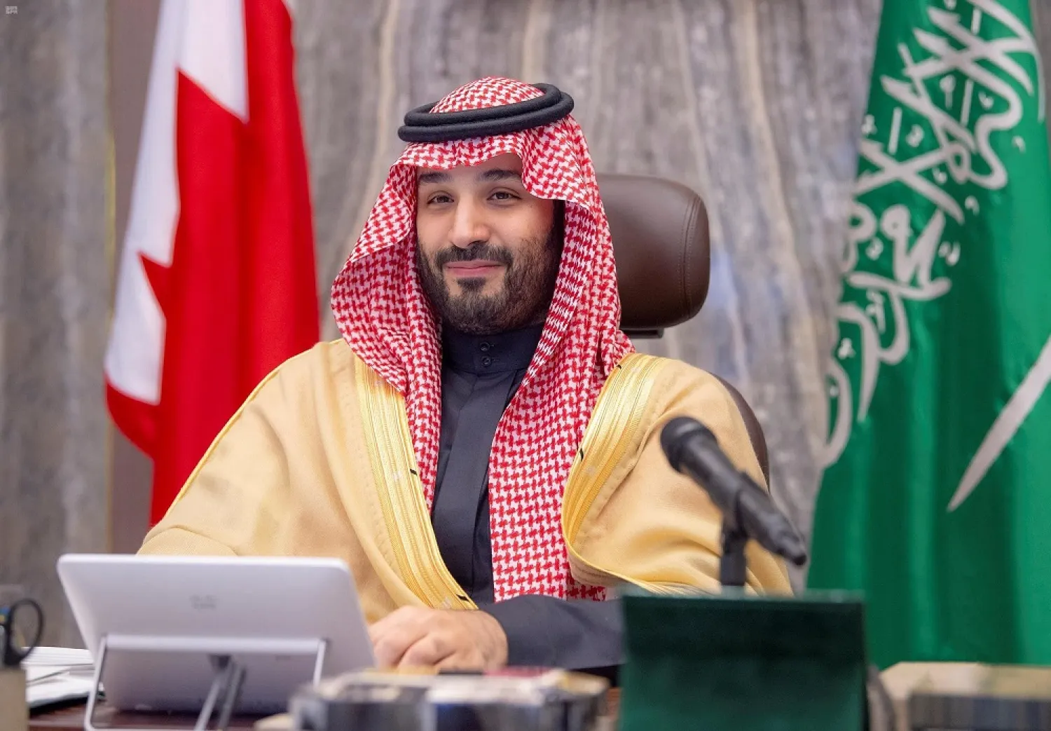 Crown Prince Mohammed bin Salman chairs a meeting of the Saudi-Bahraini coordination council. (SPA)