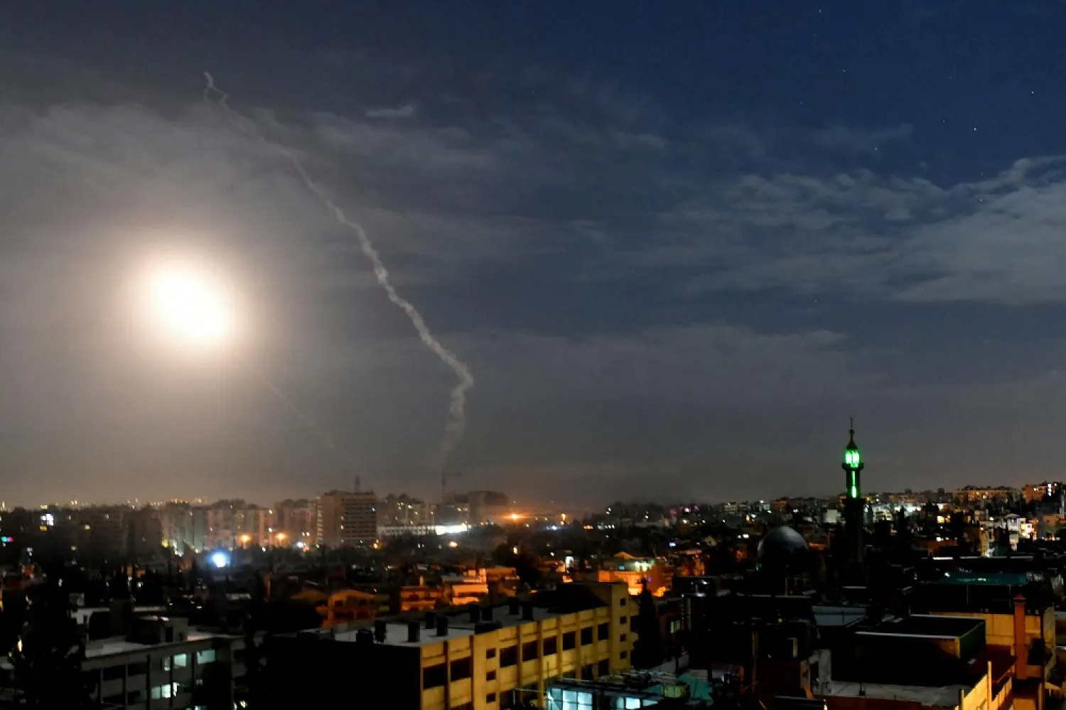 Missile fire is seen over Damascus, Syria, in this January 21, 2019 file photo. (Reuters)