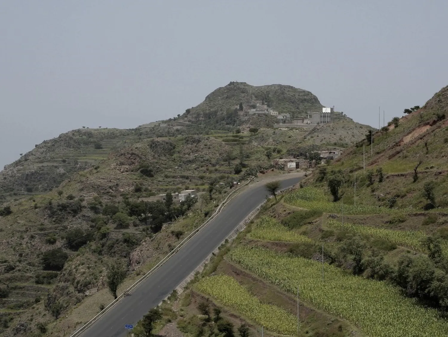 This Aug. 3, 2018 photo shows a highway running through mountains in Ibb, Yemen. (AP)