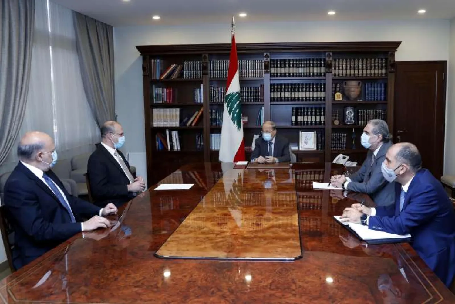 Lebanon's caretaker health minister Hamad Hasan meets with Lebanon's President Michel Aoun at the presidential palace in Baabda | © Reuters/DALATI NOHRA