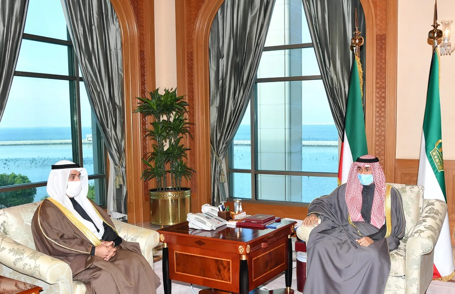 Emir of Kuwait Sheikh Nawaf al-Ahmad al-Jaber Al-Sabah receives GCC chief Dr. Nayef al-Hajraf in Kuwait. (KUNA)
