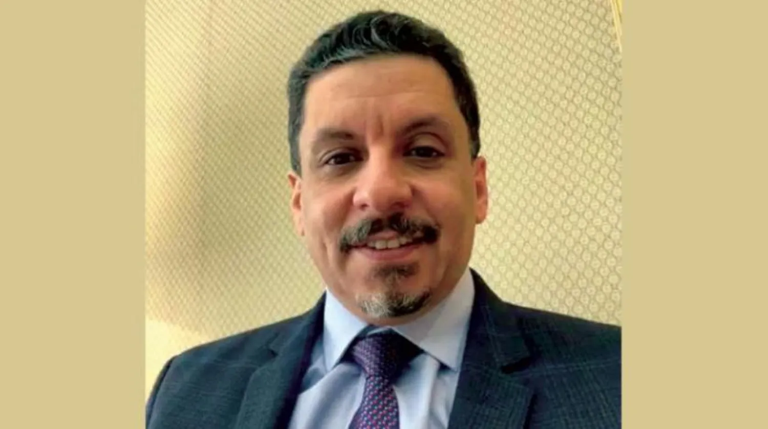 Yemen Foreign Minister Ahmad Awad bin Mubarak during the interview held via videoconference with Asharq Al-Awsat.