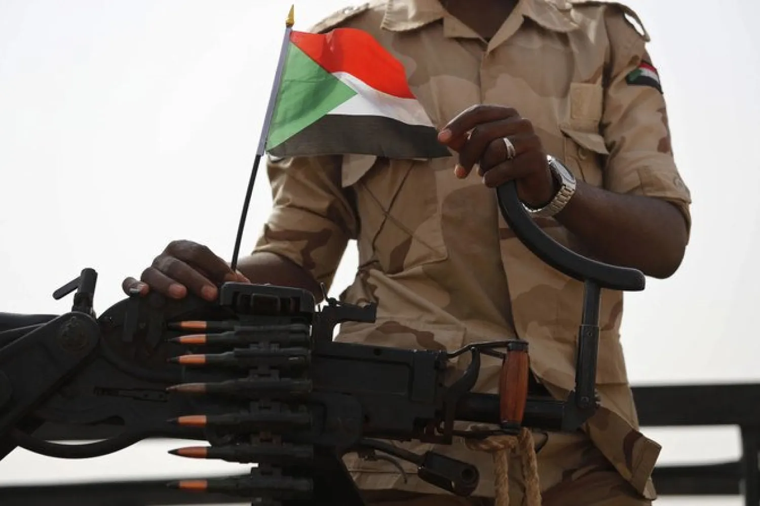 In this June 22, 2019 file photo, a Sudanese soldier from the Rapid Support Forces or RSF, led by Gen. Mohammed Hamdan Dagalo, stands on his vehicle during a military-backed tribe's rally, in the East Nile province, Sudan. (AP Photo/Hussein Malla, File)
