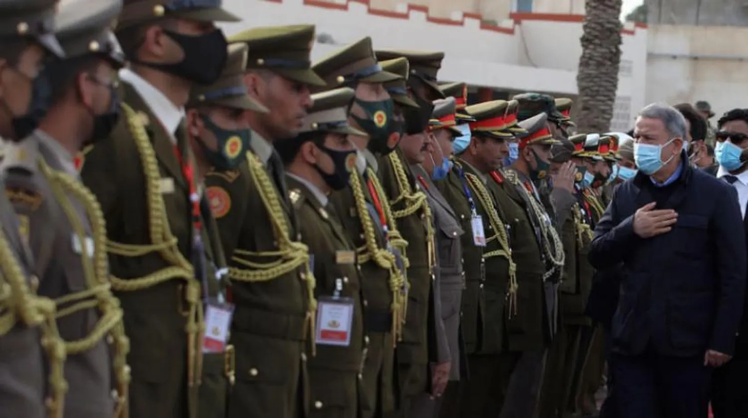 The Turkish Minister of Defense during his recent visit to Tripoli to support the Government of National Accord (AP) 

 