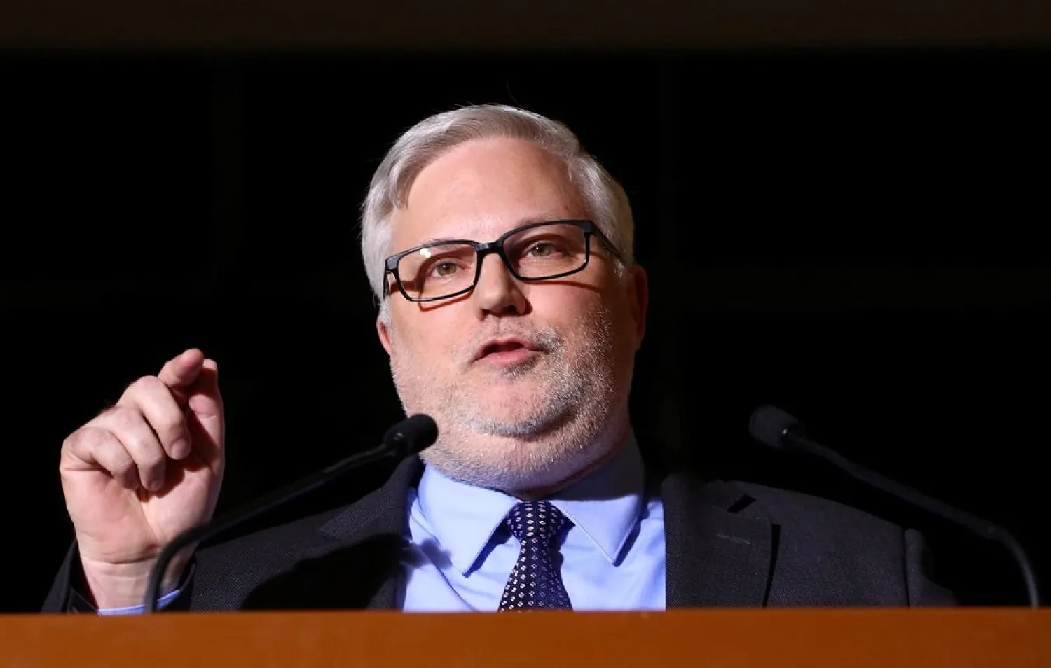 Joel Rayburn, Deputy Assistant Secretary for Levant Affairs and Special Envoy for Syria, at the United Nations in Geneva, Oct. 29, 2019. (Reuters)
