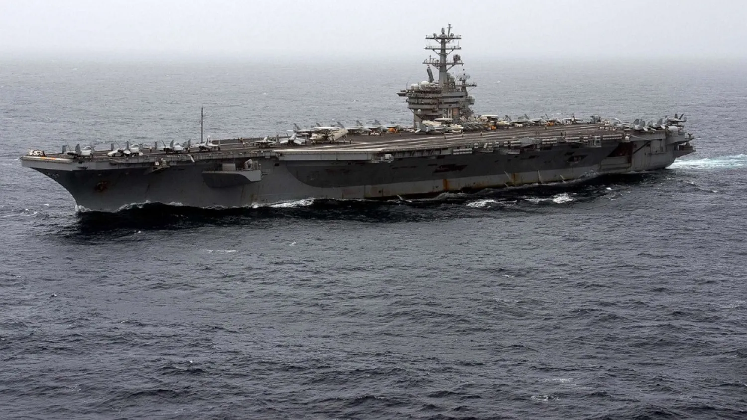 Aircraft carrier USS Nimitz in the Arabian Sea, Sept. 7, 2020. (AP)
