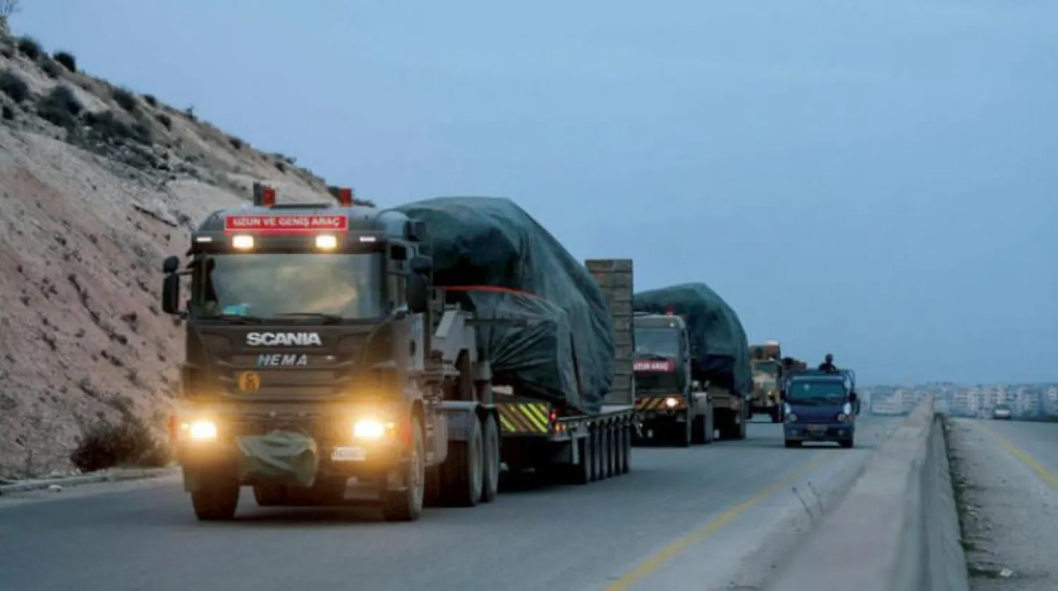 İdlib kırsalındaki Eriha’da önceki gün görülen Türk ordusuna ait askeri araçlar (AFP)
