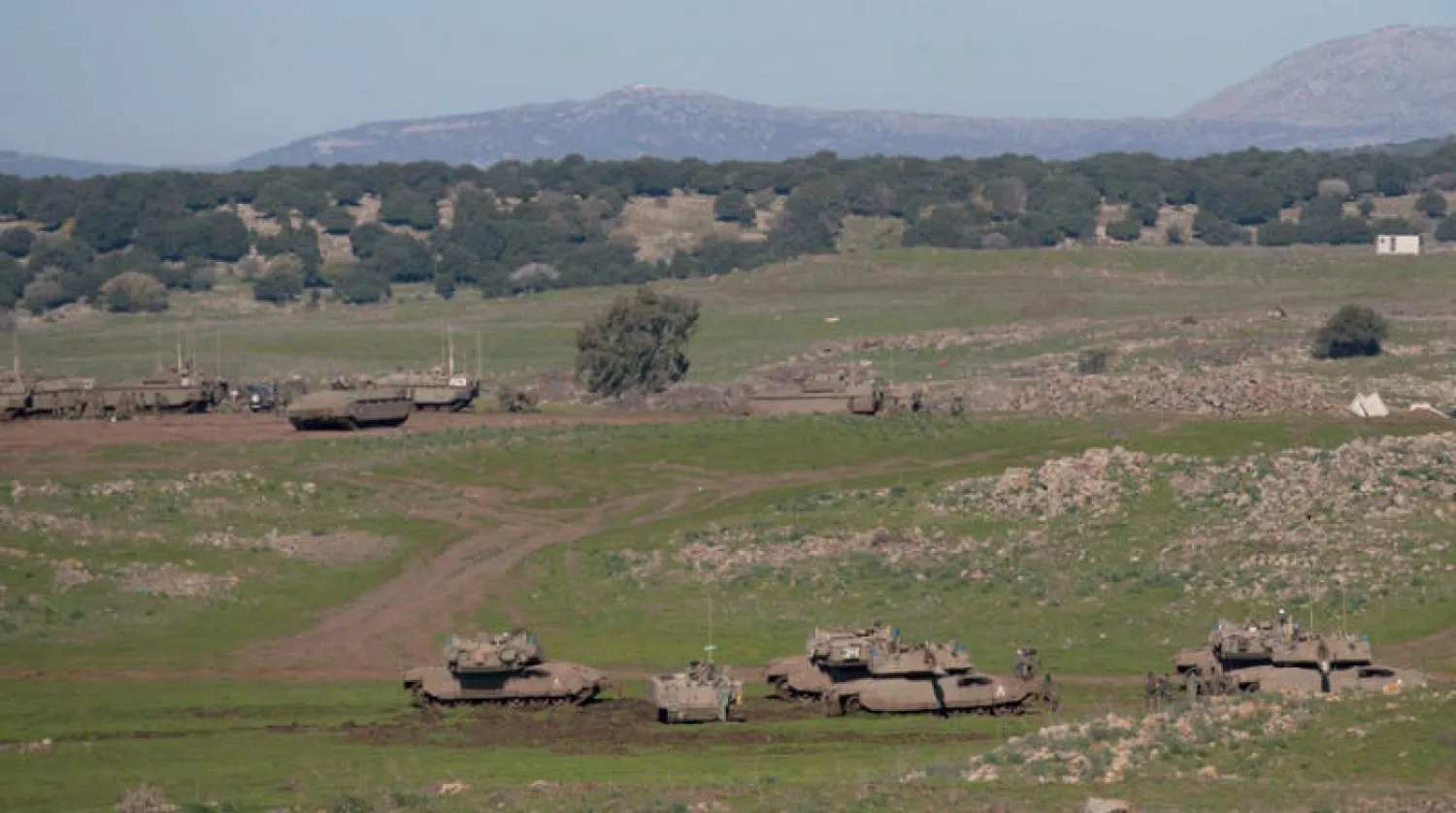 آليات إسرائيلية في هضبة الجولان السورية المحتلة يوم 30 ديسمبر الماضي (إ.ب.أ)