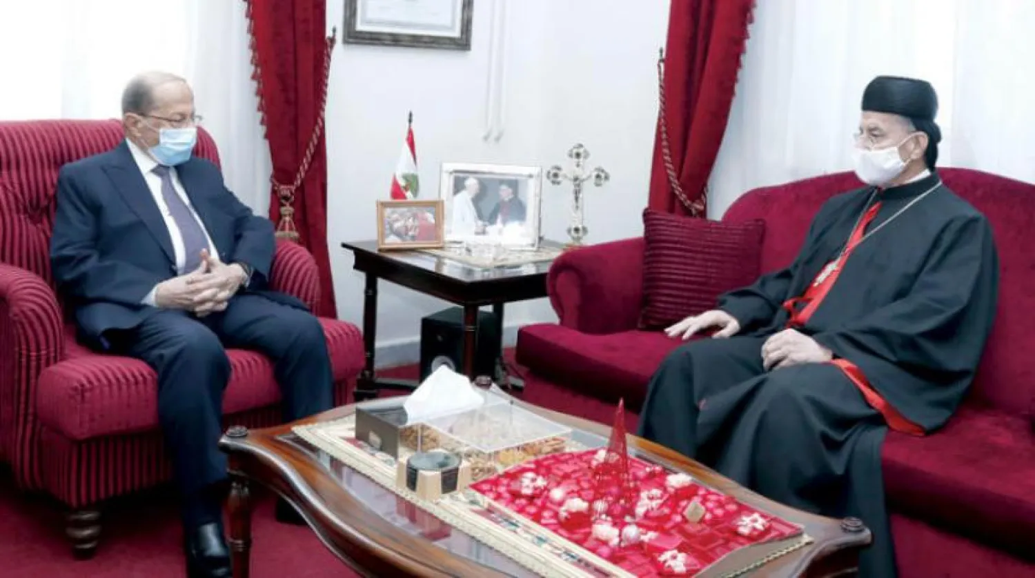 President Michel Aoun and Maronite Patriarch Beshara al-Rai during their meeting on Thursday (Dalati & Nohra).