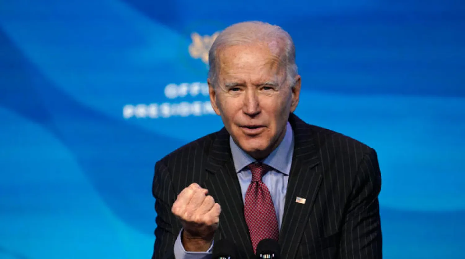 جو بايدن لدى عقده مؤتمراً صحافياً في ويلمينغتون أول من أمس (أ.ب)