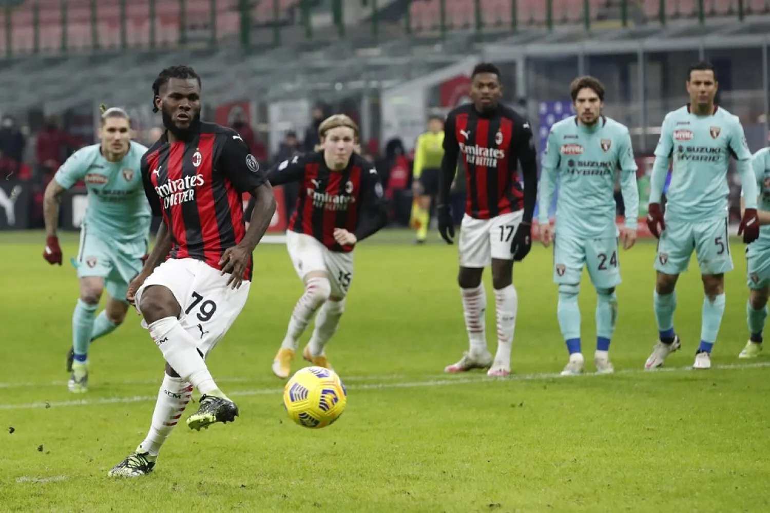 Franck Kessié  scores from the spot against Torino. (AP)