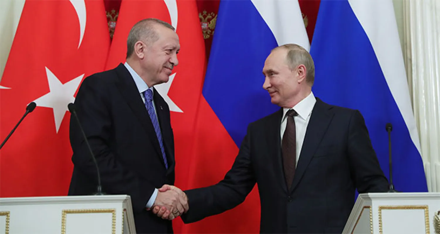 Rusya Devlet Başkanı Vladimir Putin ile Cumhurbaşkanı Recep Tayyip Erdoğan Moskova'daki üçlü zirveyi ele aldı. (İHA)