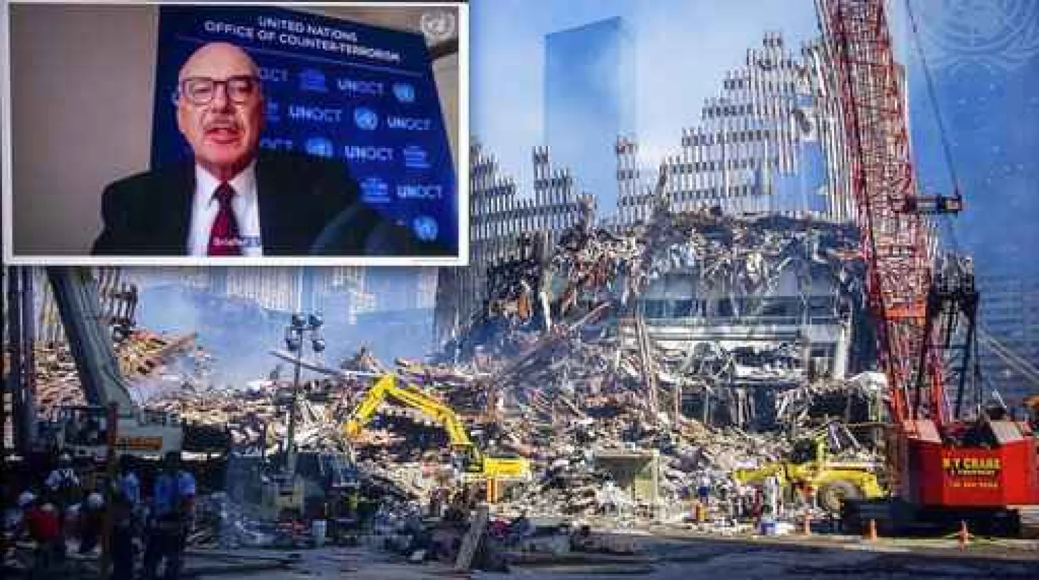 This photo provided by the United Nations on Tuesday, Jan. 12, 2021, shows Vladimir Voronkov, the UN counter-terrorism chief, as he speaks during a videoconference at the UN Security Council's 20th anniversary commemoration of the pivotal resolution to fight terrorism, adopted after the 9/11 attacks on the United States. (Loey Felipe/UN Photo via AP)