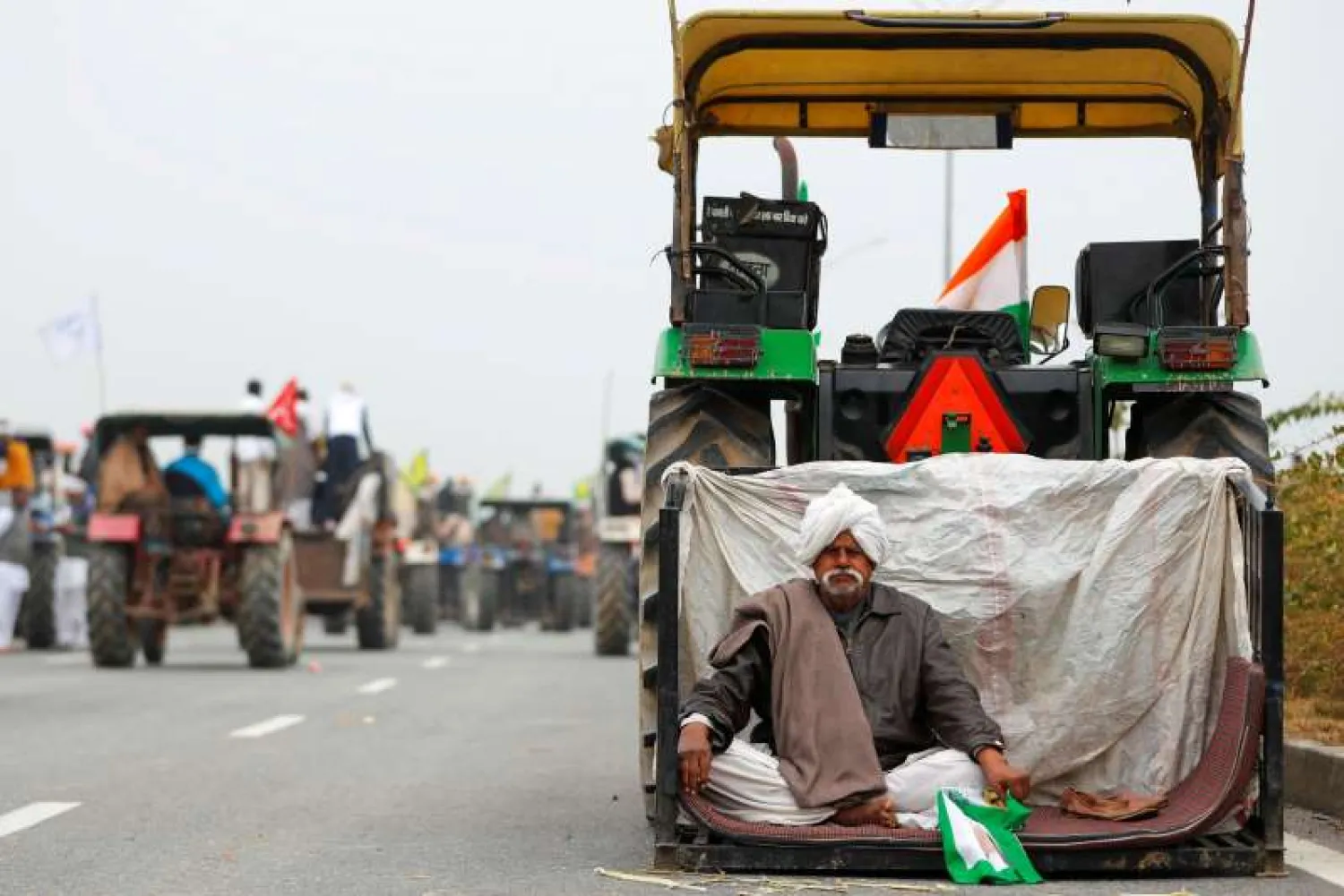 Rally to protest against the newly passed farm bills, on a highway on the outskirts of New Delhi | Reuters/ADNAN ABIDI 