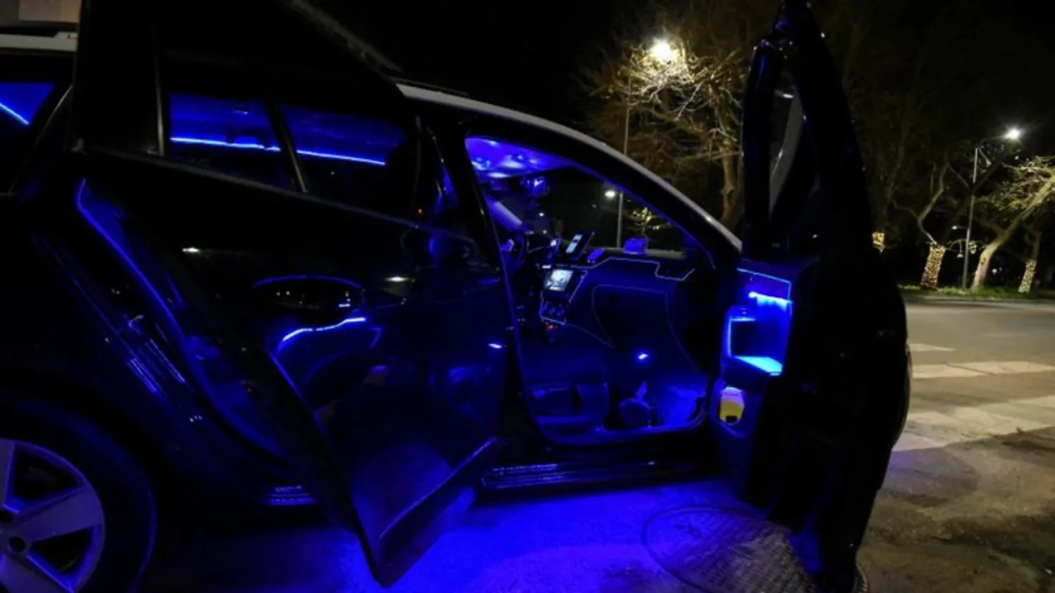Greek taxi driver Konstantinos Bekios turned his cab into a nightclub complete with strobe lights and music. (Reuters)