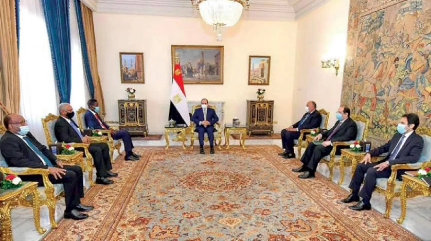 Cumhurbaşkanı Sisi, Korgeneral Kabaşi başkanlığındaki Sudan heyetiyle 14 Ocak’ta Kahire’de bir araya geldi. (Mısır Cumhurbaşkanlığı)
