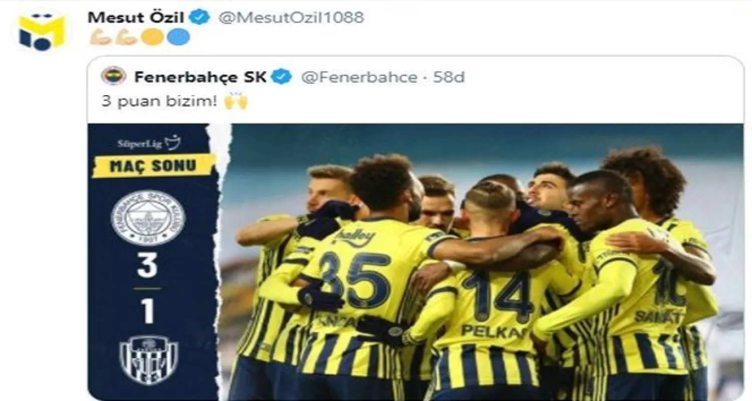 Mesut Özil'den galibiyet paylaşımı