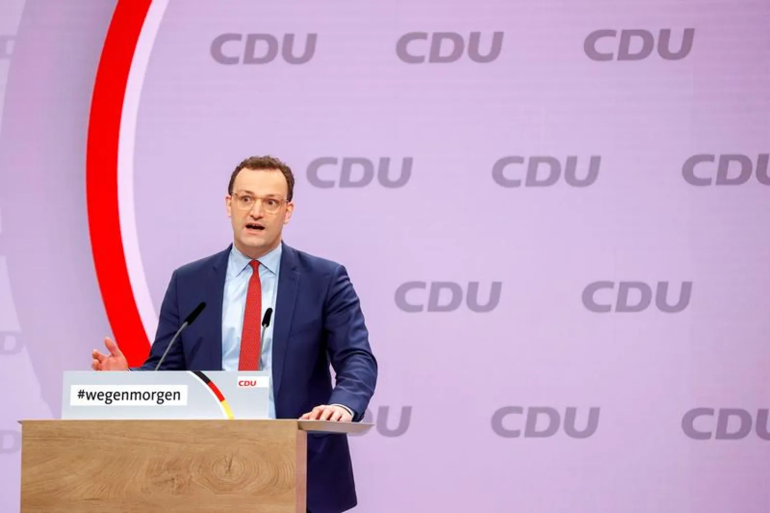 German Health Minister Jens Spahn delivers his candidacy speech for deputy chairman of the Christian Democratic Union (CDU) on the second day of the party's 33rd congress held online amidst the coronavirus disease (COVID-19) pandemic, in Berlin, Germany January 16, 2021. Odd Andersen/Pool via REUTERS