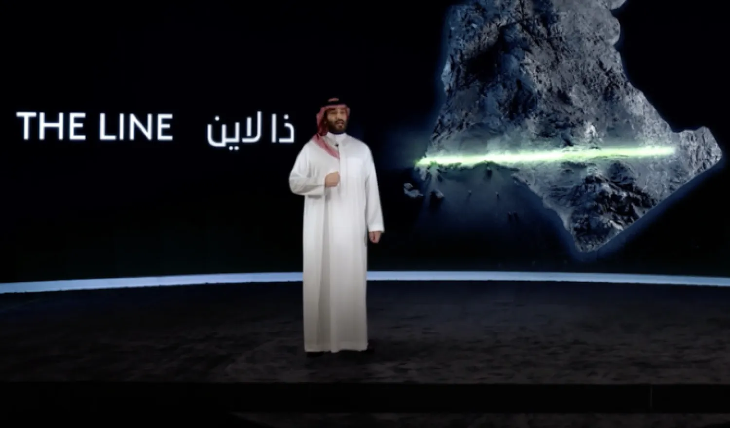 Saudi Crown Prince Mohammed bin Salman announces “The Line” project at NEOM. (SPA)
