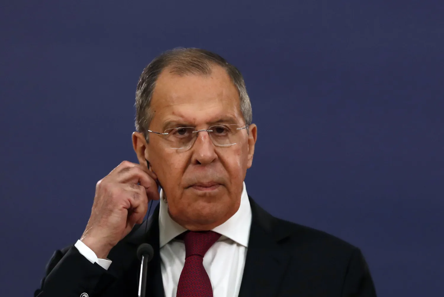 Russian Foreign Minister Sergey Lavrov, June 18, 2020. (AP Photo/Darko Vojinovic)
