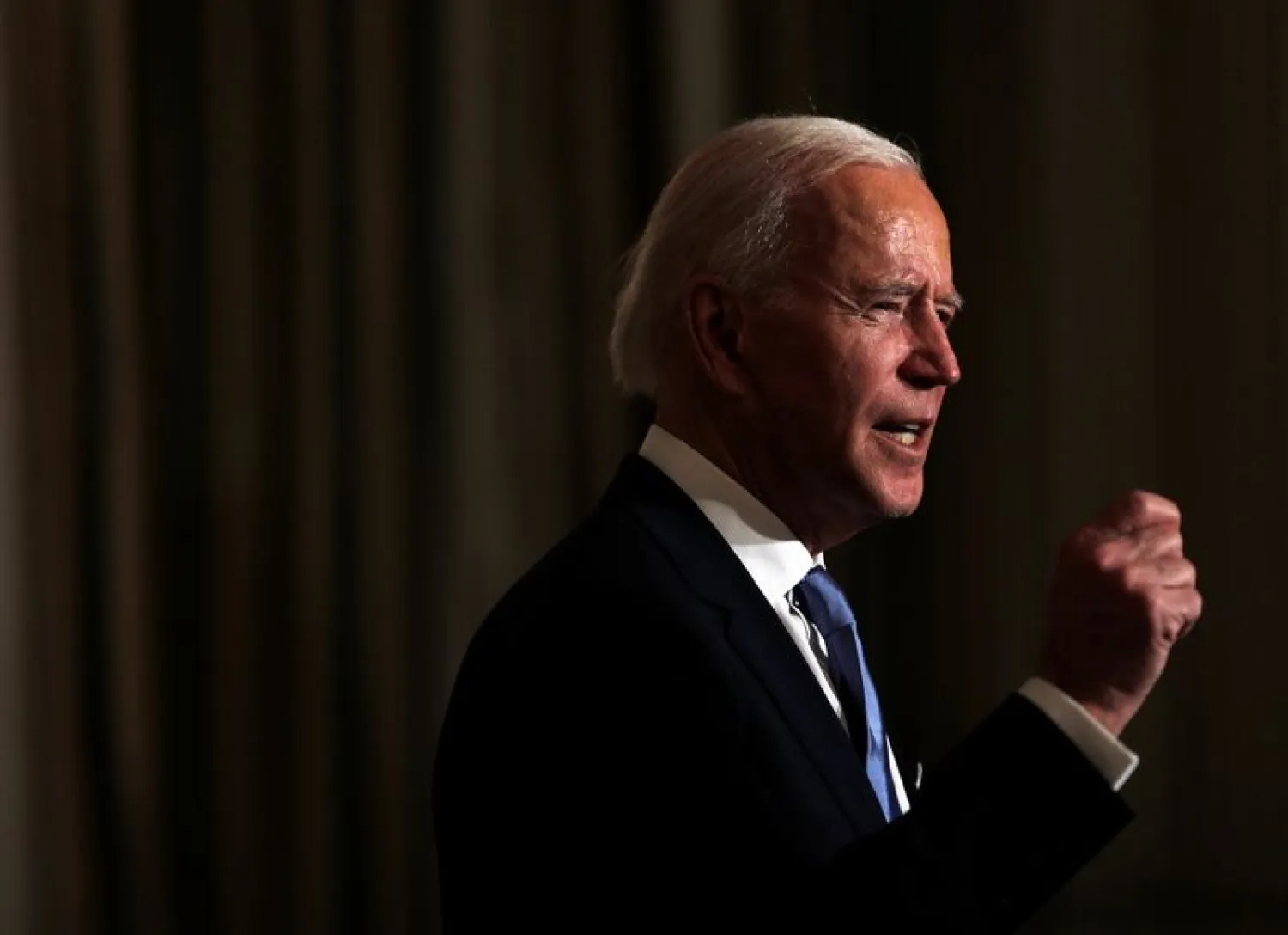 US President Joe Biden swears in presidential appointees in a virtual ceremony in the State Dining Room of the White House in Washington, after his inauguration as the 46th President of the United States, US, January 20, 2021. REUTERS/Tom Brenner