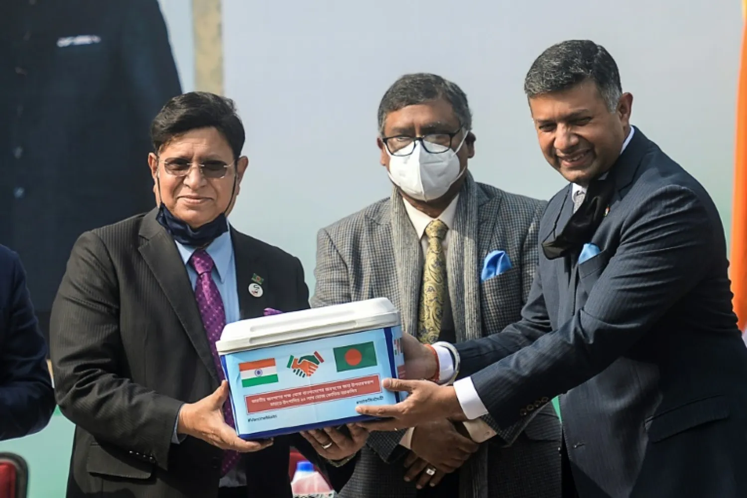 Bangladesh received two millions doses of the Covishield vaccine as a gift from India | AFP