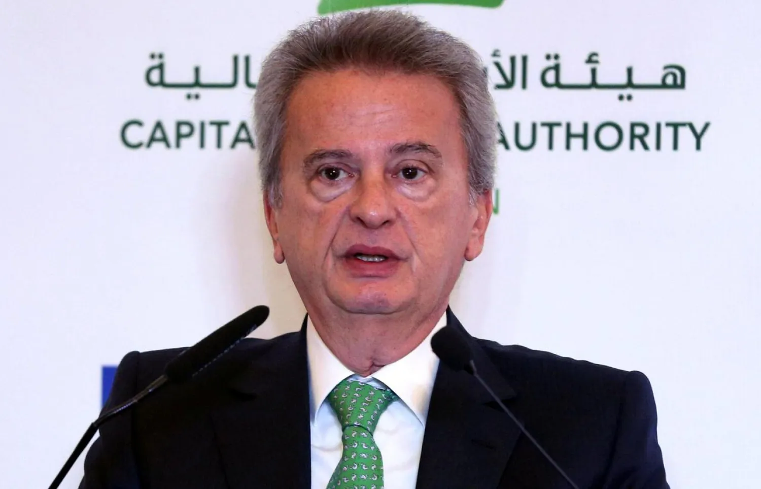 FILE PHOTO: Lebanese Central Bank Governor Riad Salameh speaks during a Euromoney conference in Beirut, Lebanon June 25, 2019. REUTERS/Mohamed Azakir/File Photo