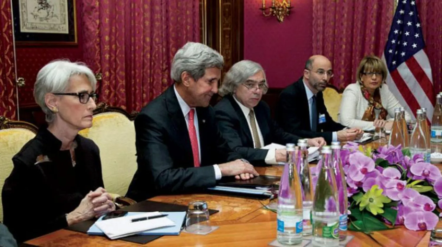 Robert Malley (second from right) attends negotiations of the Iran nuclear deal in Vienna in 2015. AFP file photo