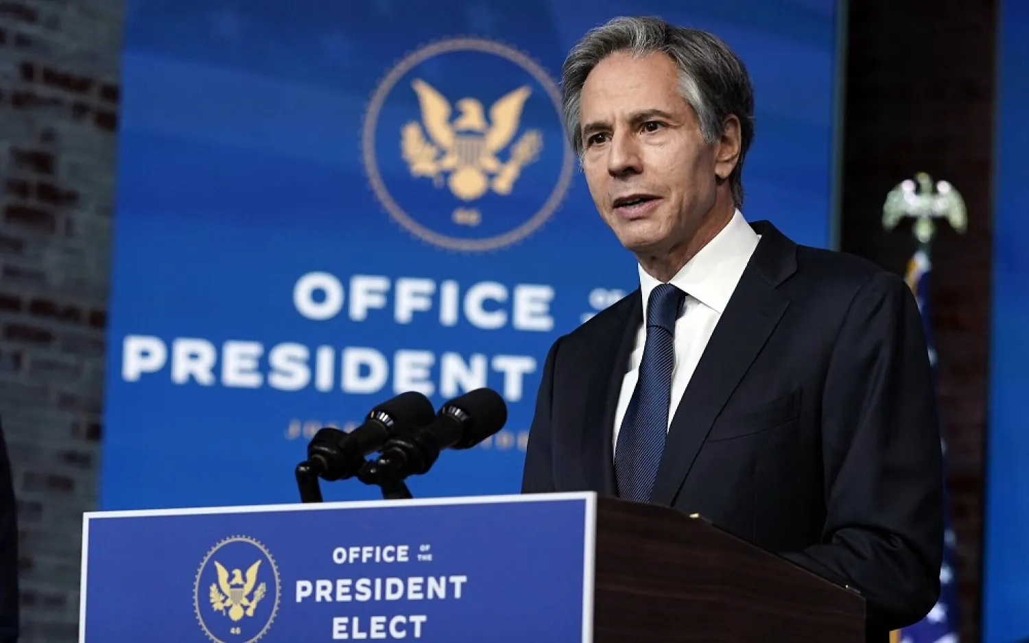 Antony Blinken, speaks at The Queen theater, November 24, 2020, in Wilmington, Delaware. (AP)