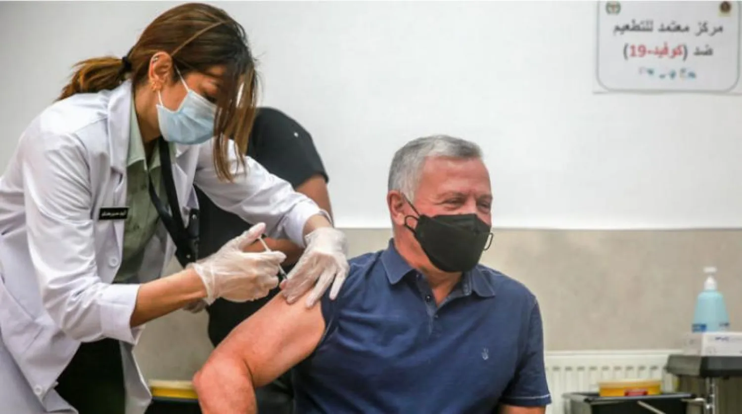 King Abdullah II receiving the coronavirus vaccine on January 14 in Amman (AFP) 

