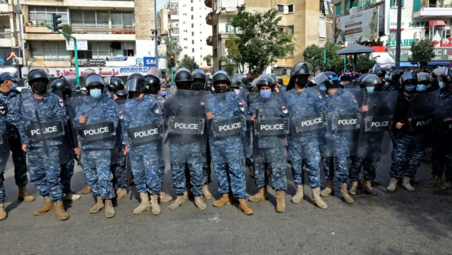 Lebanese security forces deploy ahead of renewed expected demonstrations in Beirut on Tuesday. (AFP)