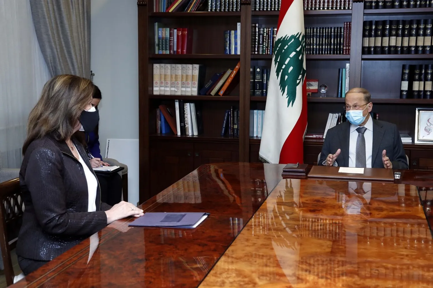Lebanon’s President Michel Aoun meets with US Ambassador to Lebanon Dorothy Shea at the presidential palace in Baabda, Lebanon January 26, 2021. (NNA)