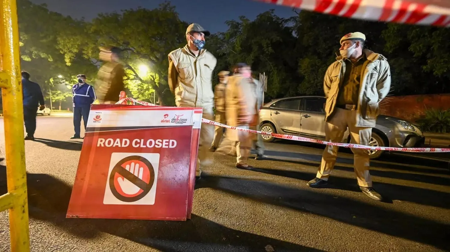 Roads around the Israeli embassy in New Delhi were closed after a small bomb went off outside it. (AFP)