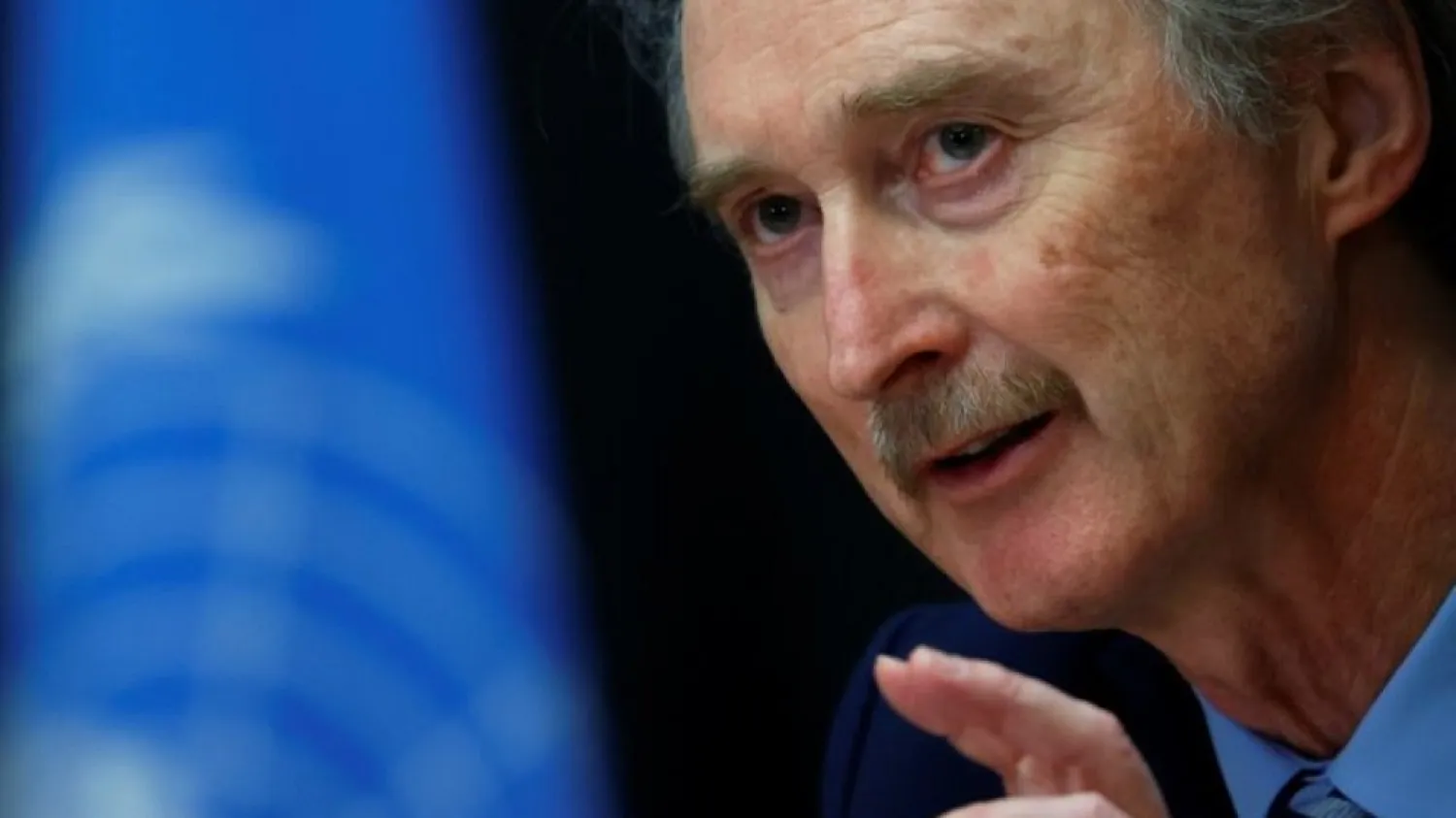 United Nations Special Envoy for Syria Geir Pedersen speaks at a press conference after a meeting of the Syrian Constitutional Committee in Geneva, January 29, 2021. (Reuters)
