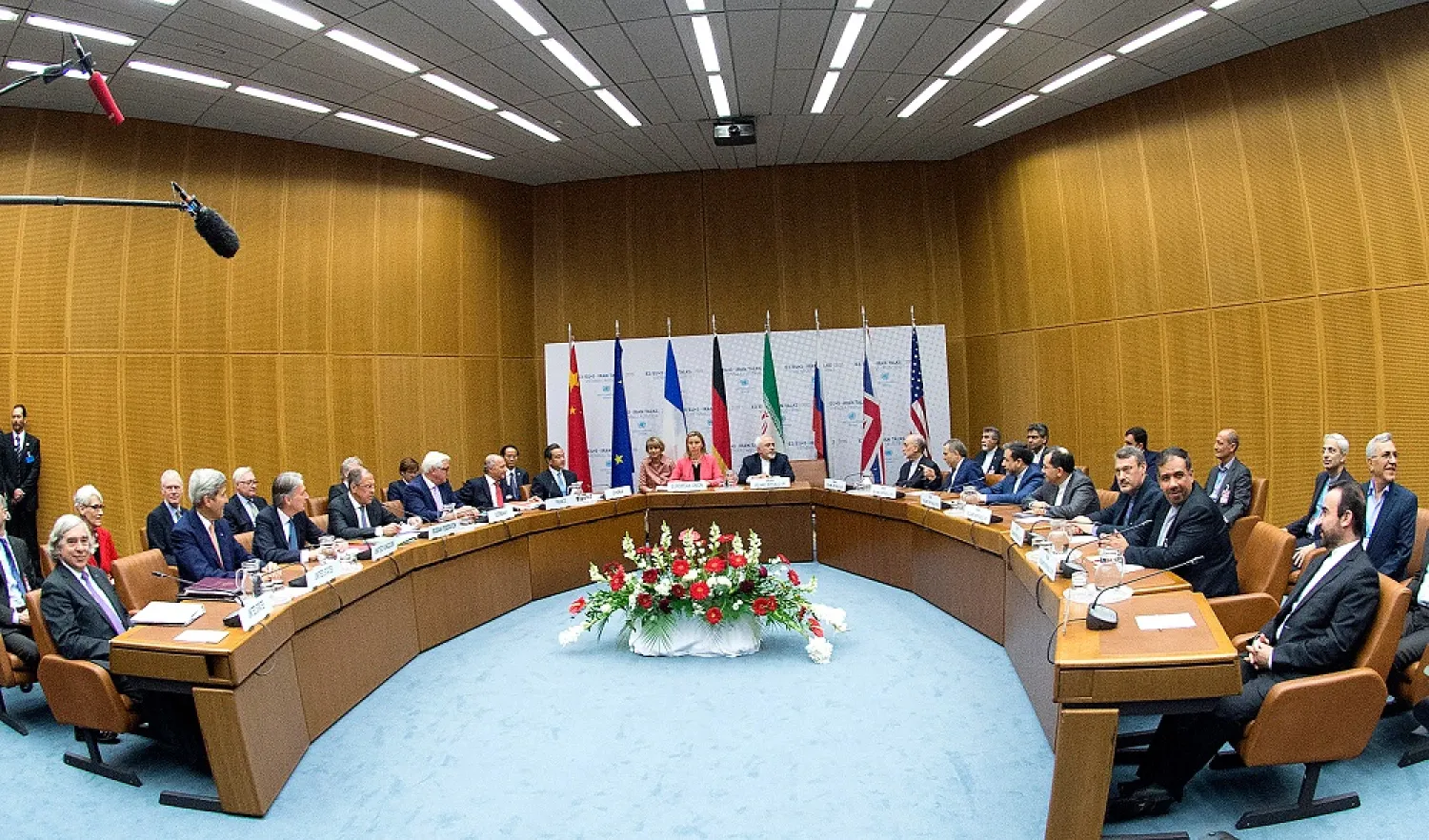 Participants of the Iran nuclear talks that culminated in the signing of the pact are pictured during a meeting at the United Nations building in Vienna, Austria, July 14, 2015. (Reuters)
