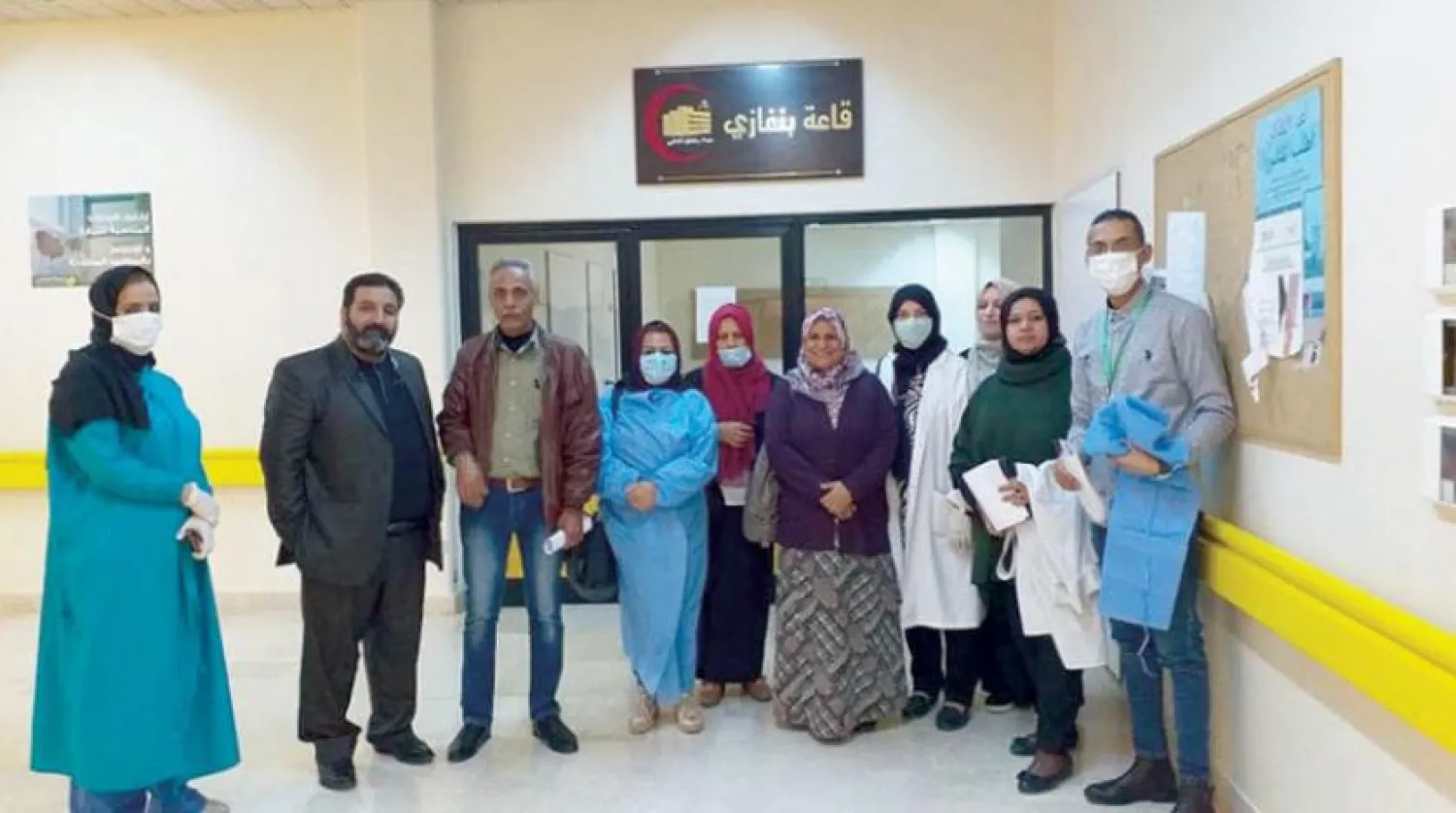  A number of doctors working in the isolation section of the Benghazi Medical Center (Photo provided by the center).

 