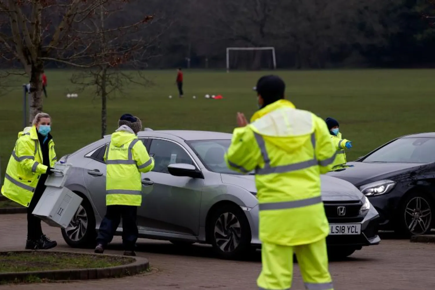 نقطة لإجراء اختبار فيروس كورونا في جنوب غربي لندن (أ.ف.ب)