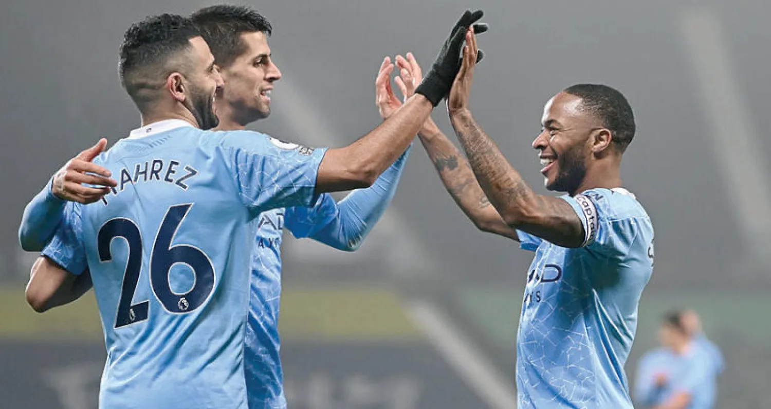 لاعبو مانشستر سيتي لم يهدروا أي نقاط خلال شهر يناير فقفزوا لقمة الجدول (رويترز)