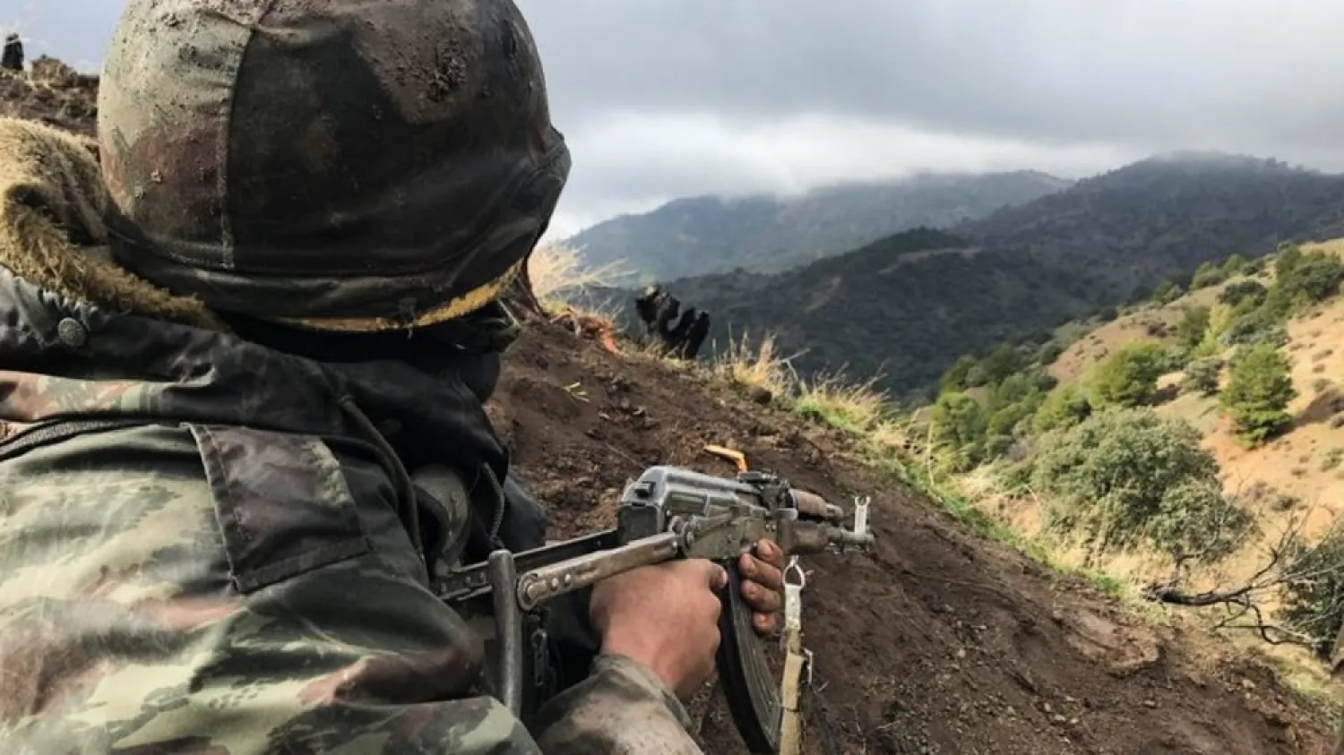 An Algerian soldier takes a position on a look-out point during an operation against extremist militants, in the Ain Defla mountains, west of the capital Algiers, Algeria January 26, 2021. (Reuters)