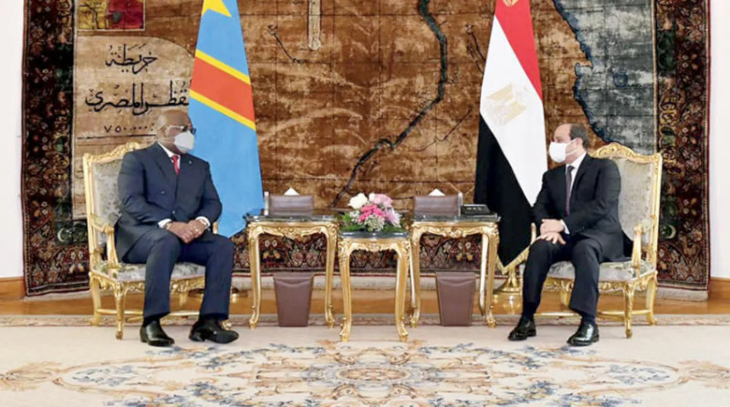 السيسي خلال لقائه رئيس الكونغو الديمقراطية في قصر الاتحادية (الرئاسة المصرية)