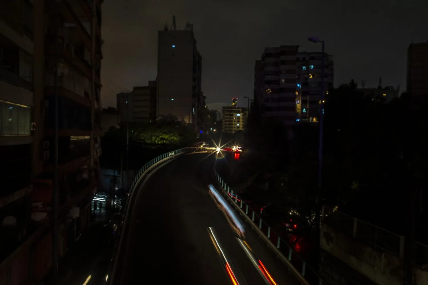 The capital city of Beirut remains in darkness during a power outage, Monday, July 6, 2020. (AP)
