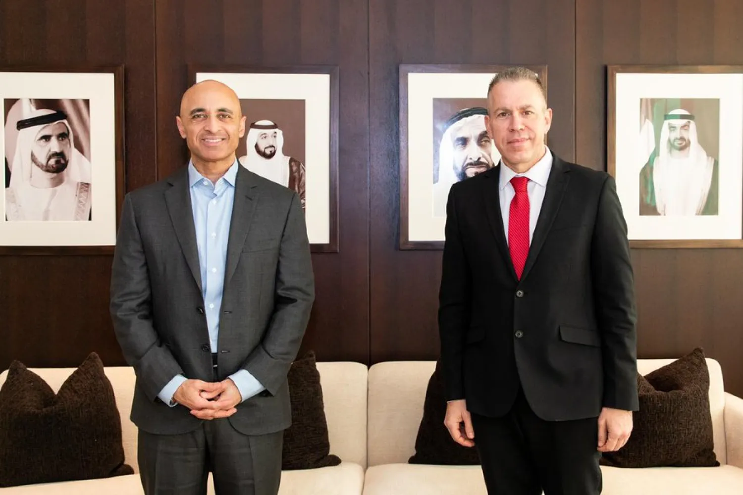 UAE Ambassador to Washington Yousef Al Otaiba and his Israeli counterpart, Gilad Erdan. Photo courtesy of the UAE Embassy's Twitter account