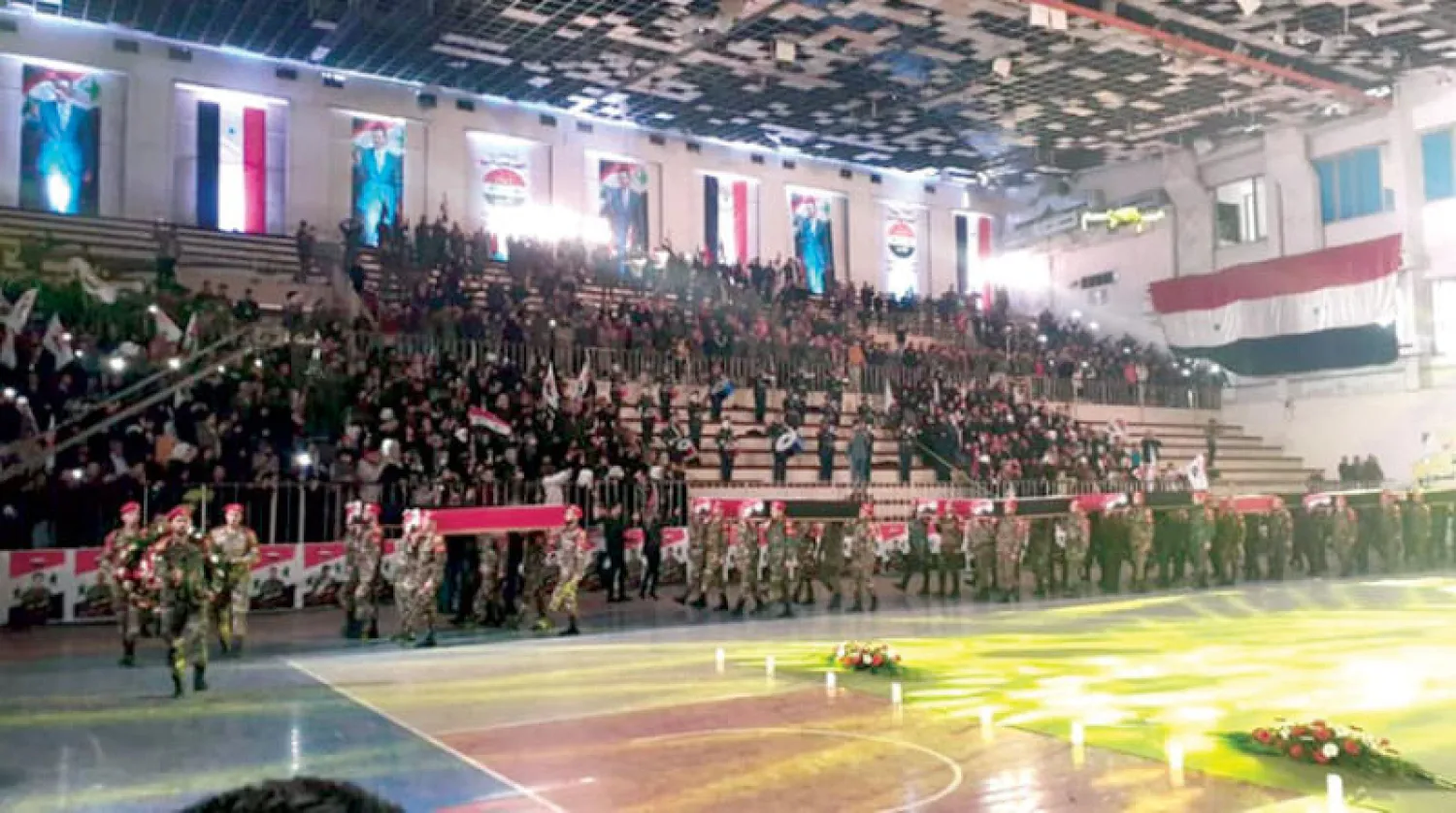 مراسم تشييع عناصر ميليشيات فلسطينية موالية لدمشق في حلب (لواء القدس)