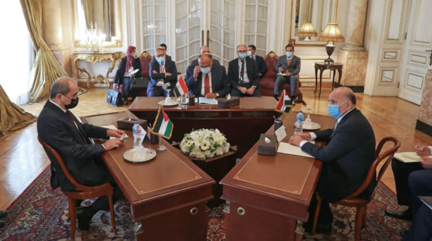 اجتماع تشاوري بين وزراء خارجية مصر والأردن والعراق سبق اجتماع الجامعة العربية أمس (أ.ف.ب)